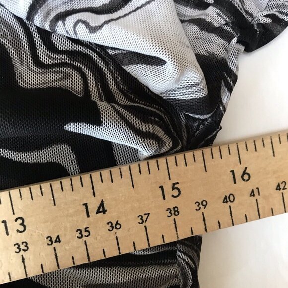 Y2K Almost Famous Top Women Large Mesh Psychedelic Fairy Grunge Ruched Rave Club - Picture 7 of 10